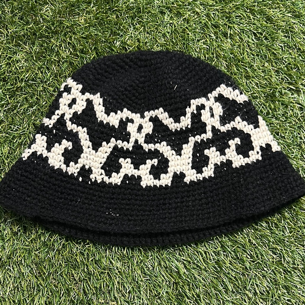 Black and White Crochet Bucket Hat